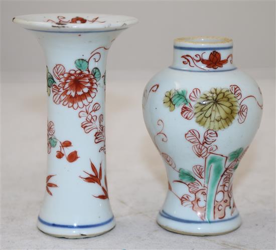 Six Chinese export miniature porcelain vases, 18th century, 8.5cm - 13cm